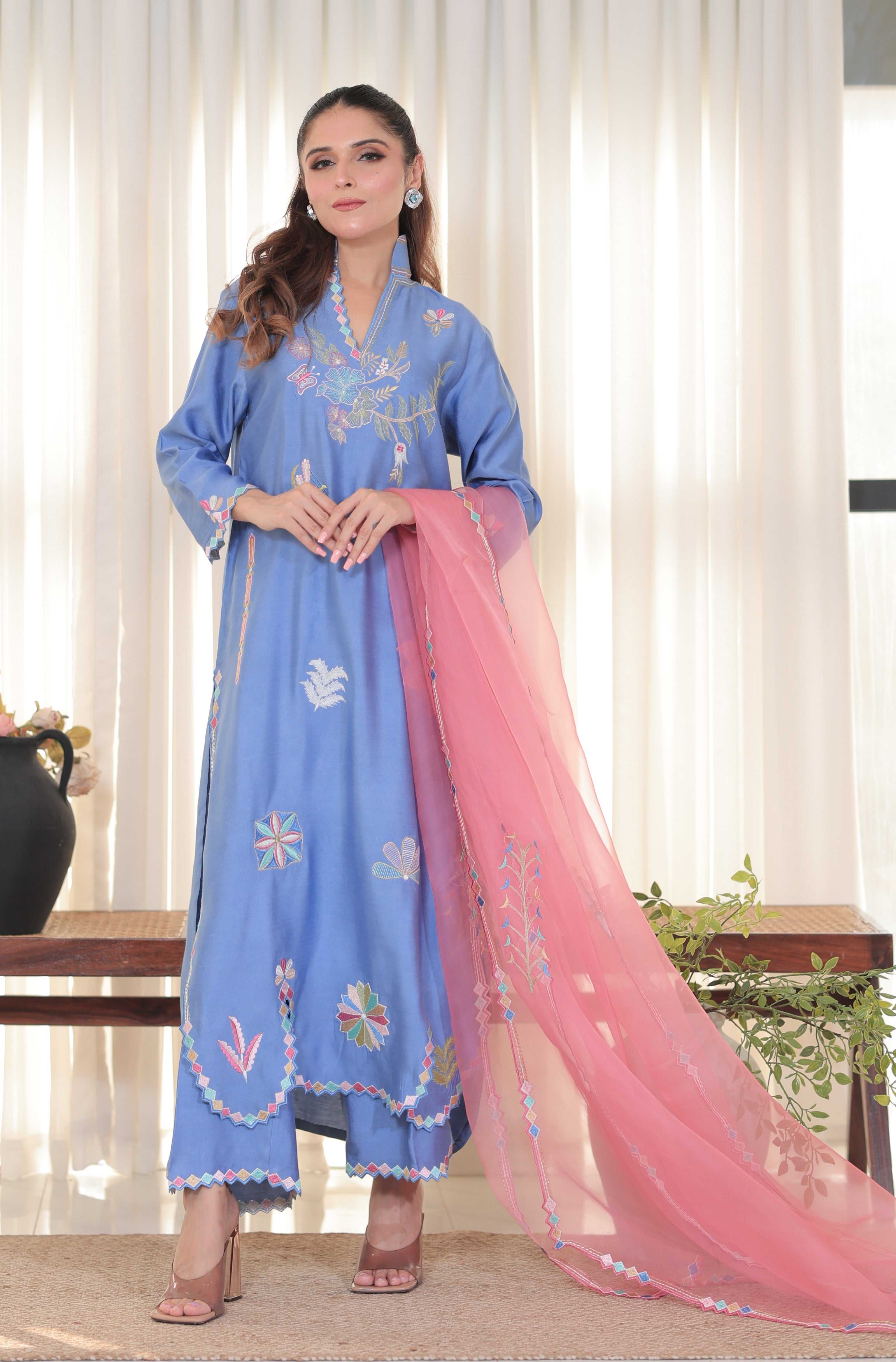 DENIM ROSE. Khaadi Silk Luxe Ensemble