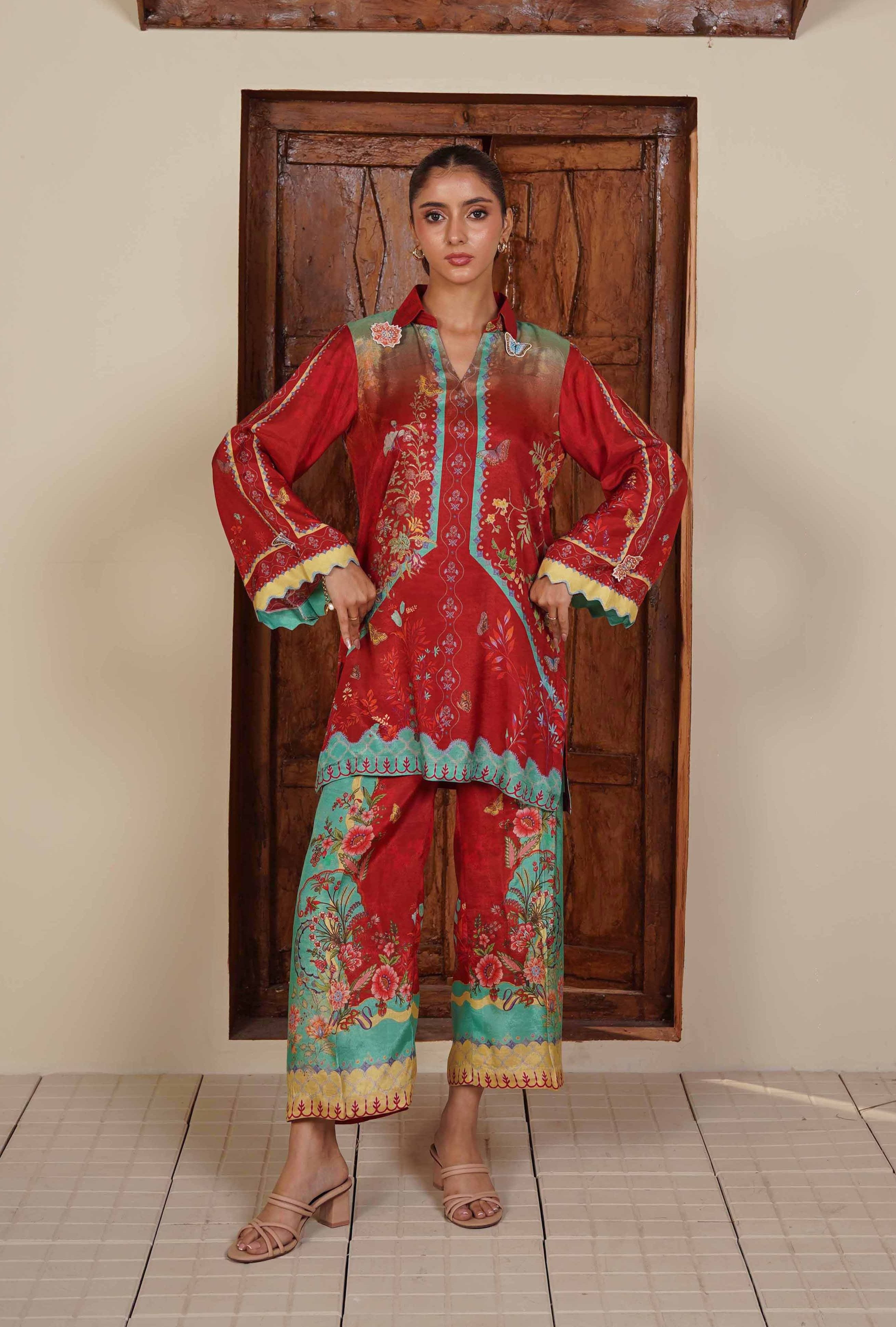 Saffron Tides – 2-Piece Silk Ensemble