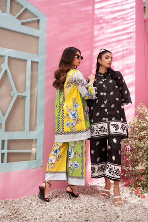 Digital printed black and white summer wear with stylish detailing