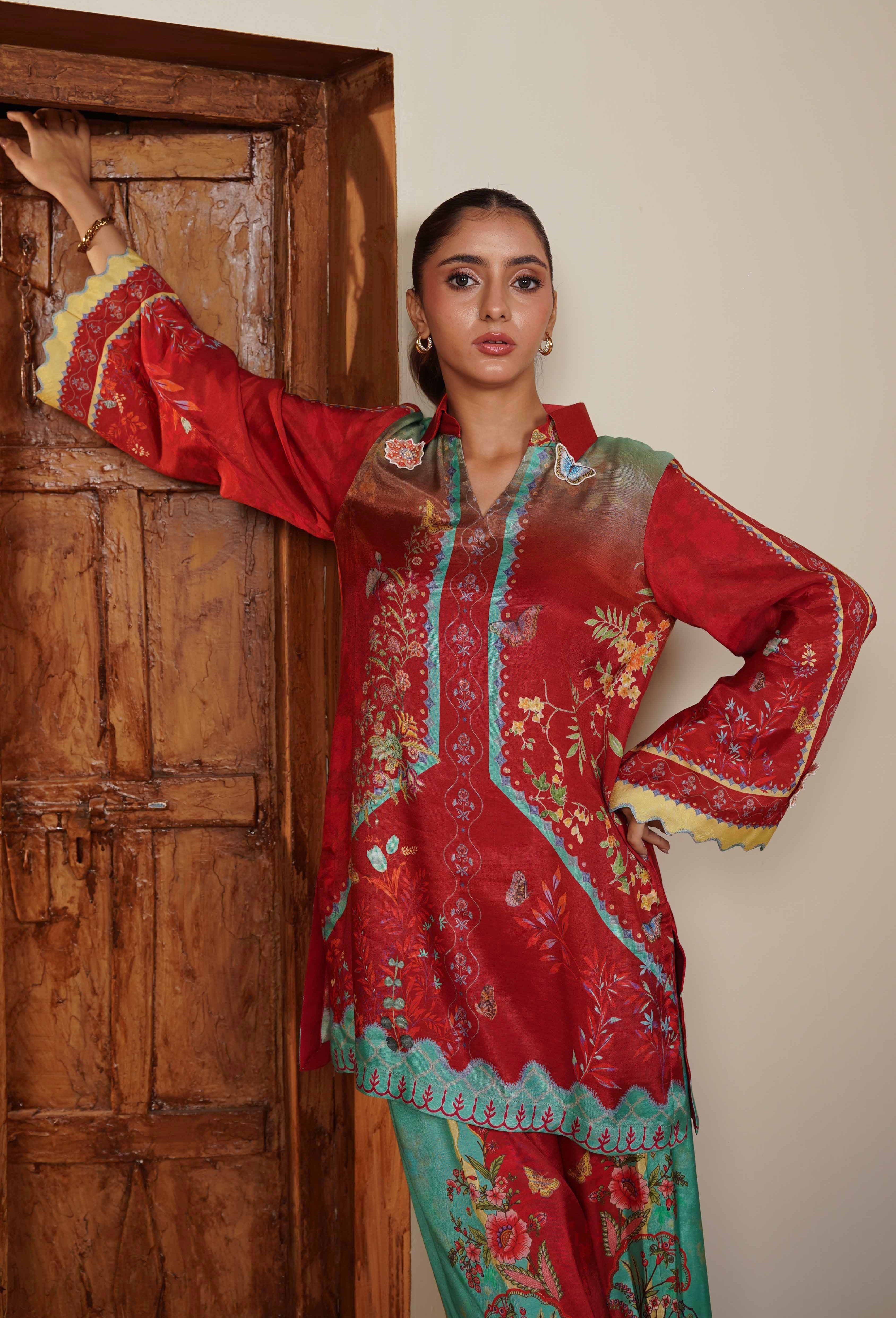 Saffron Tides – 2-Piece Silk Ensemble