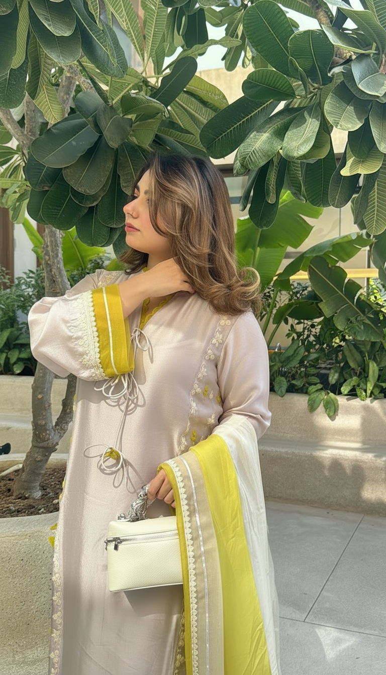 A timeless ensemble crafted in pure sheesha silk